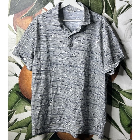 Tori Richard Other - Tori Richard Polo Shirt Mens Large Tradewind Technology S/S Blue White Geometric